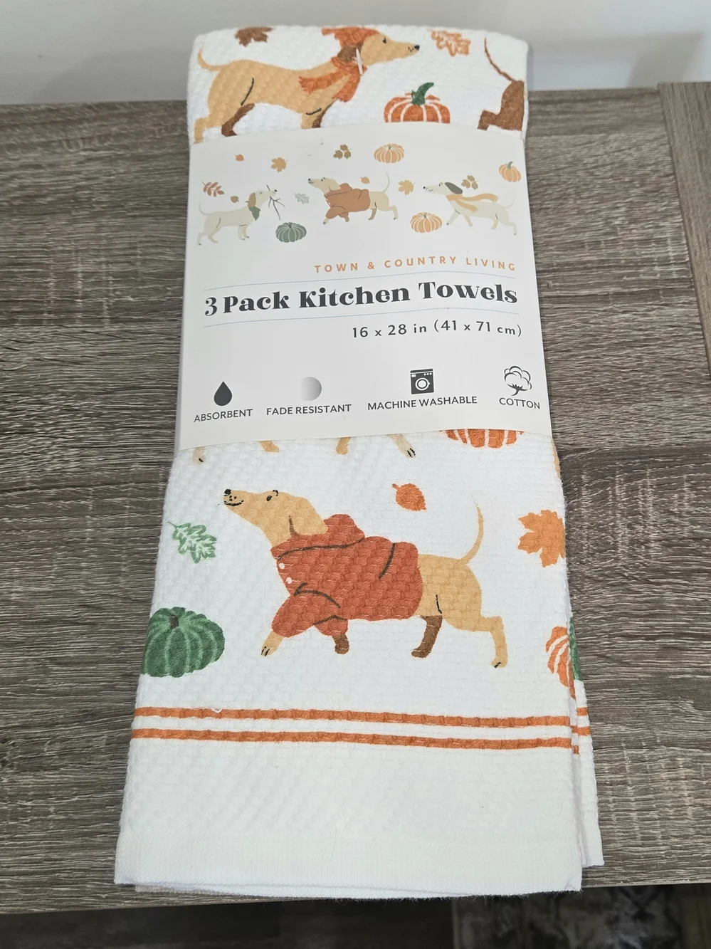 3-Pack of Town & Country Living Kitchen Towels featuring a Dachshund
